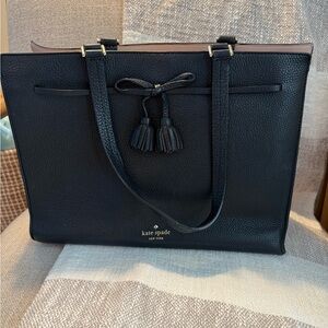 Kate Spade Black work Tote Bag with tassel bow